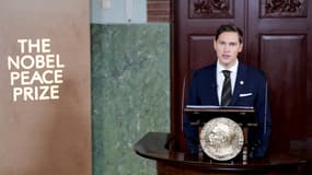 Le président du comité Nobel norvégien, Jørgen Watne Frydnes, ce vendredi 10 octobre 2025 à Oslo, en Norvège.