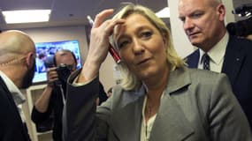 Marine Le Pen après son discours lors des élections départementales du 29 mars 2015