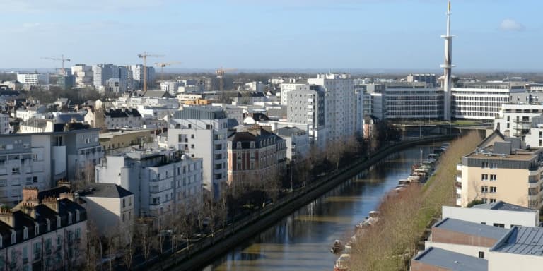 Vue aérienne de la Vilaine à Rennes, en 2014