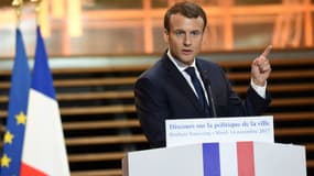Emmanuel Macron lors de son discours sur la politique de la ville, le 14 novembre 2017 à Tourcoing (Hauts-de-France)
