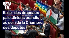 Des drapeaux palestiniens brandis au sein de la Chambre des députés italienne