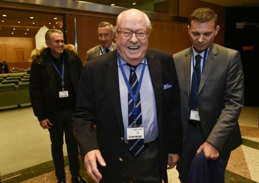 Jean-Marie Le Pen lors d'une audition devant la cour de justice de l'Union européenne à Luxembourg, le 23 novembre 2017 Jean-Marie Le Pen lors d'une audition devant la cour de justice de l'Union européenne à Luxembourg, le 23 novembre 2017