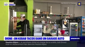 Digne-les-Bains: un kebab tacos dans un garage auto