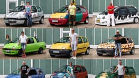Première génération, customisée ou transformée en pickup: plus d'une centaine de passionnés arborent fièrement leurs Twingo dans le cadre d'un rassemblement organisé samedi et dimanche à l'aérodrome de Chambley-Bussières (Meurthe-et-Moselle) à l'occasion des 30 ans de la petite Renault.