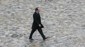 François Hollande, aux Invalides à Paris, le 14 février 2014.