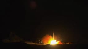 Image du tir d'un des 22 missiles iraniens tirés en direction de deux bases militaires américaines en Irak, le 7 janvier 2020