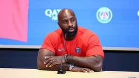 Teddy Riner lors d'une conférence de presse, le 13 juillet 2024.