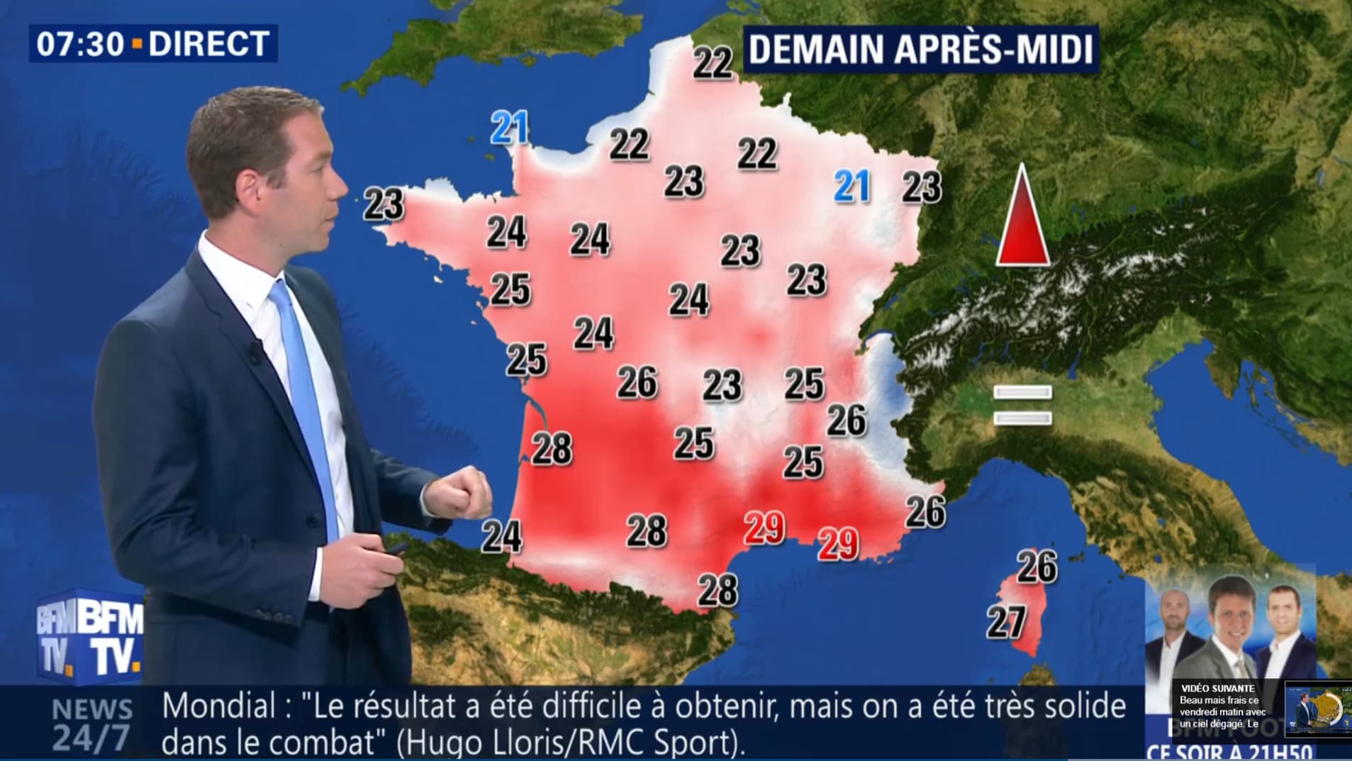 Températures pour le samedi 23 juin 2018 Températures pour le samedi 23 juin 2018