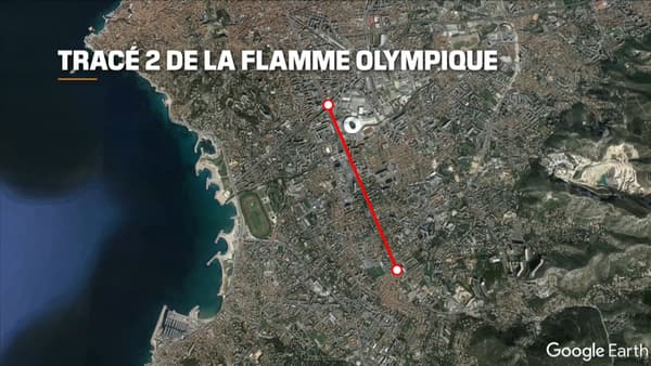 Le tracé 2 de la flamme olympique à Marseille.