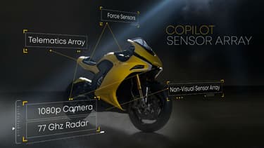 Via la technologie BlackBerry, la marque de moto canadienne Damon dévoile au CES une moto électrique bourrée de capteurs.