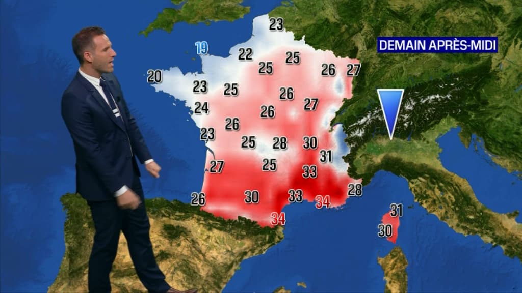 Les températures mercredi après-midi en France. Les températures mercredi après-midi en France.