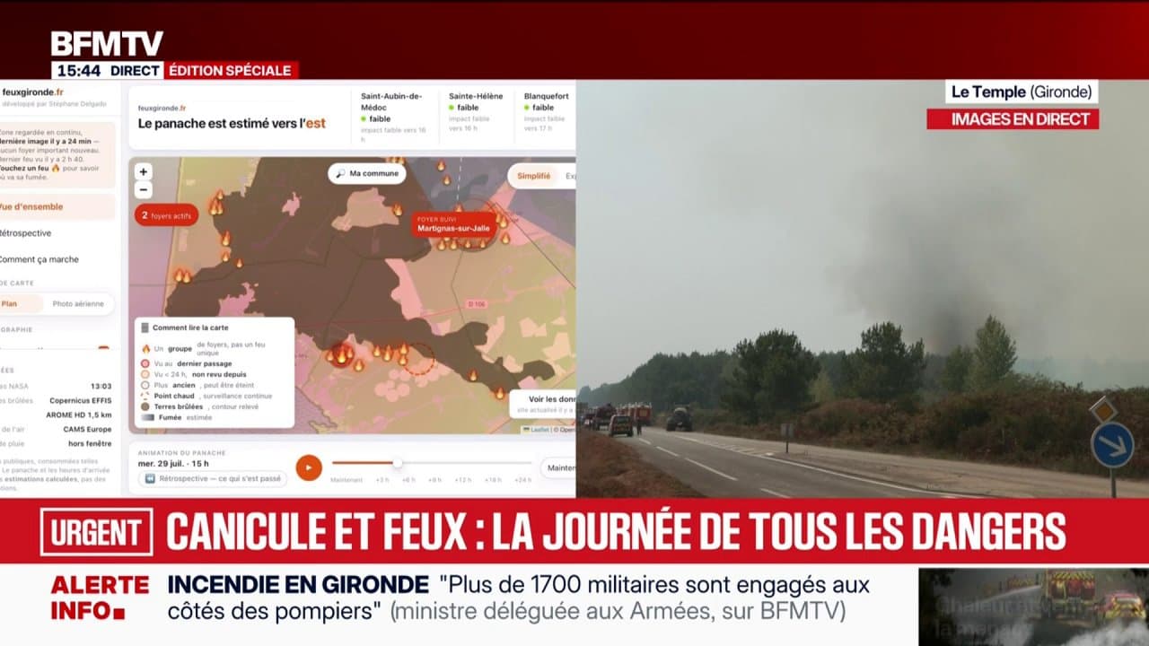 Incendie en Gironde: deux foyers toujours actifs à Lanton et Martignas-sur-Jalle