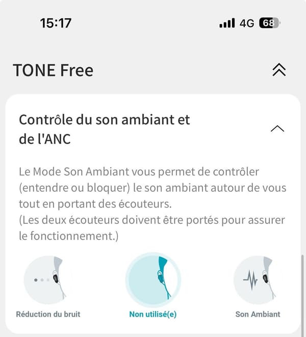 Depuis l'application, il est possible de choisir entre plusieurs modes d'écoute.