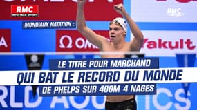 Natation (400m 4 nages) : Marchand se couvre d'or et bat le record du monde de Phelps (commentaires RMC)