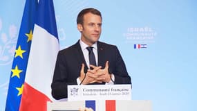 Emmanuel Macron devant les Français d'Israël ce jeudi. 