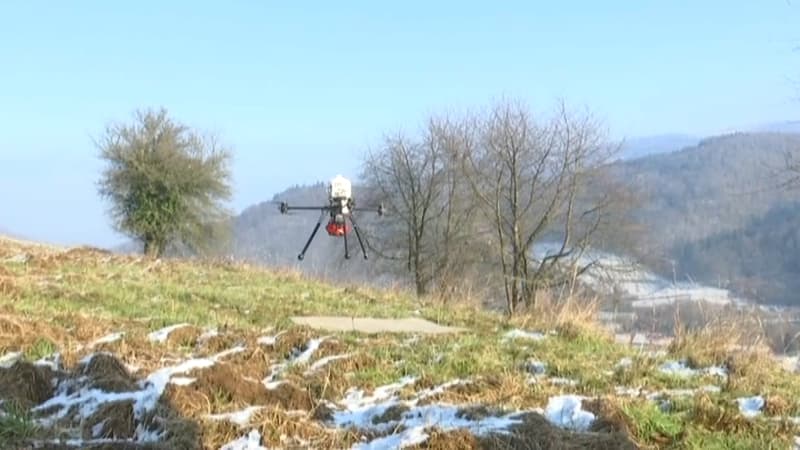 Un drone mesurant la pollution de l'air, à Strasbourg. 