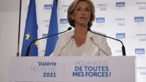 Valérie Pécresse, réélue présidente de la région Ile-de-France au 2e tour des régionales, le 27 juin 2021 à Paris