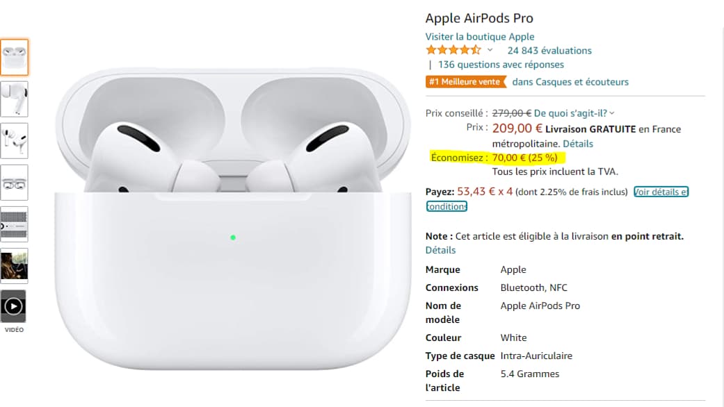 Les AirPods bradés sur Amazon Les AirPods bradés sur Amazon