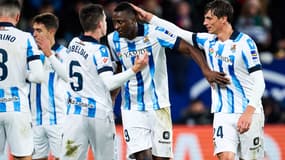 La Real Sociedad, future adversaire du PSG en 8e de finale de Ligue des champions, lors d'un match de Liga contre Osasuna, le 02/12/2023