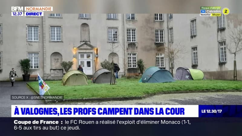 Manche: des professeurs du lycée de Valognes campent dans la cour pour dénoncer le manque de moyens
