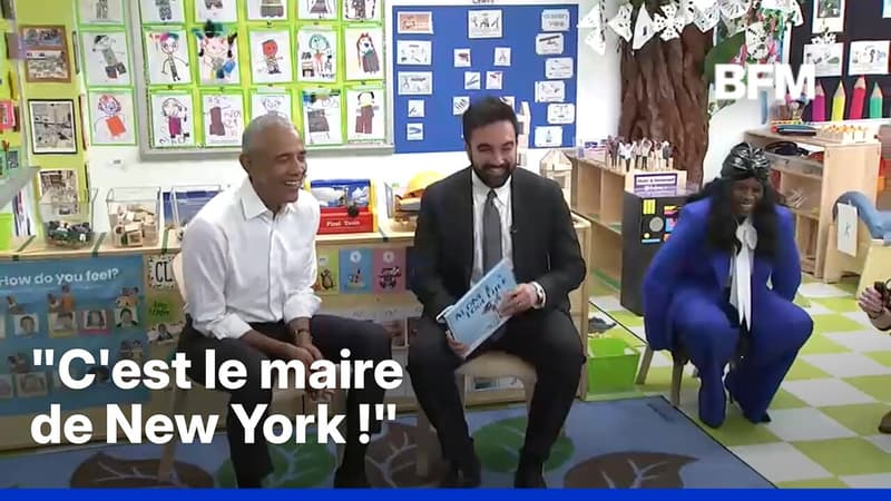 Lecture et chansons avec des enfants...Barack Obama et Zohran Mamdani se rencontrent dans une garderie du Bronx