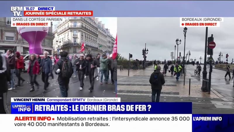 Retraites: la manifestation s'achève à Bordeaux avec une baisse de la mobilisation
