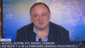 L'historien de l'économie Jean-Marc Daniel a rappelé ce mardi sur BFM Business l'histoire de la CGE, dont sont issus Alcatel, Alstom, Nexans, STX, ou encore Thomson. 