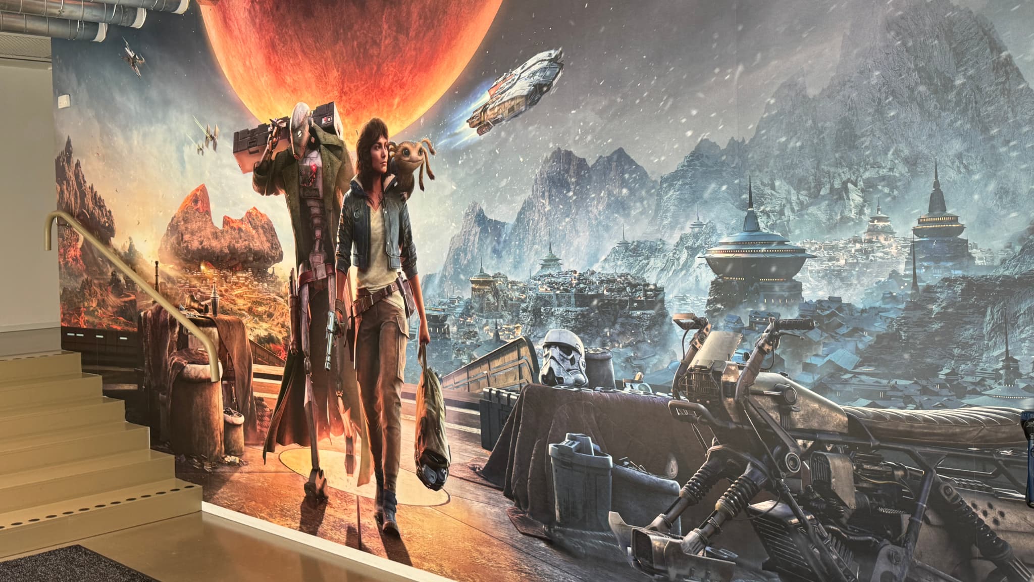 Une affiche géante de Star Wars Outlaws orne l'un des murs du studio de Massive Entertainment à Malmö (Suède)