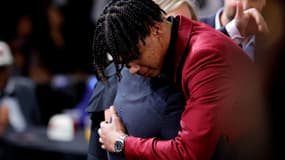 Ousmane Dieng lors de la draft NBA, le 23 juin 2022 à New-York