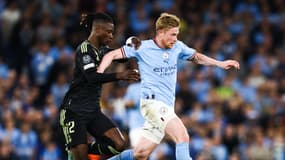 Eduardo Camavinga face à Kevin De Bruyne lors de Manchester City-Real Madrid (4-0, Ligue des champions), le 17 mai 2023