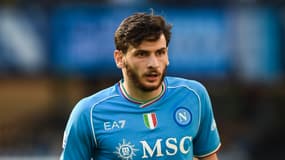 Khvicha Kvaratskhelia lors du match Naples-Bologne (0-2, Serie A), le 11 mai 2024