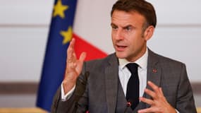 Emmanuel Macron lors de la "conférence humanitaire" sur Gaza, le 9 novembre 2023 à l'Elysée, à Paris (photo d'illustration).