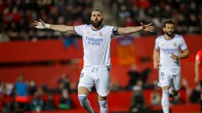 Karim Benzema avec le Real Madrid contre Majorque en Liga, le 14 mars 2022