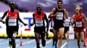 Les Kényans Ezekiel Kemboi et Conseslus Kipruto et le Français Mahiédine Mekhissi à Moscou le 15 août 2013.