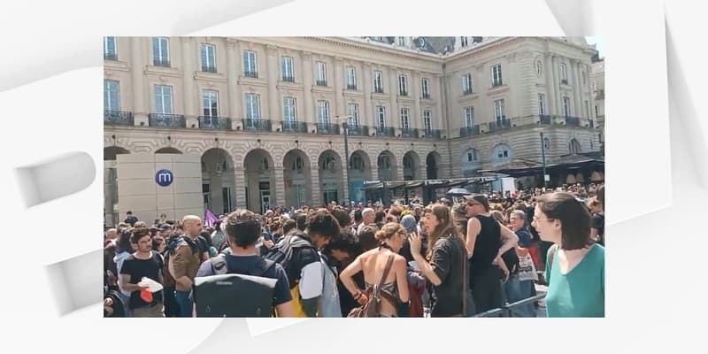 Quelque 600 manifestants, selon la préfecture, ont défilé ce samedi 27 mai 2023 à Rennes contre "Macron, Darmanin et le fascisme".