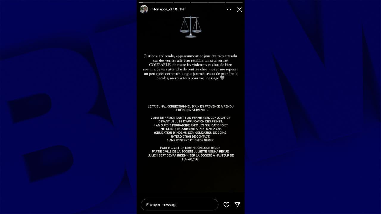 Story Instagram d'Hilona Gos le 14 décembre 2023