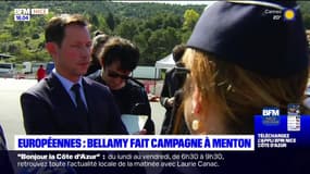 Menton: François-Xavier Bellamy (LR) fait campagne pour les européennes à la frontière