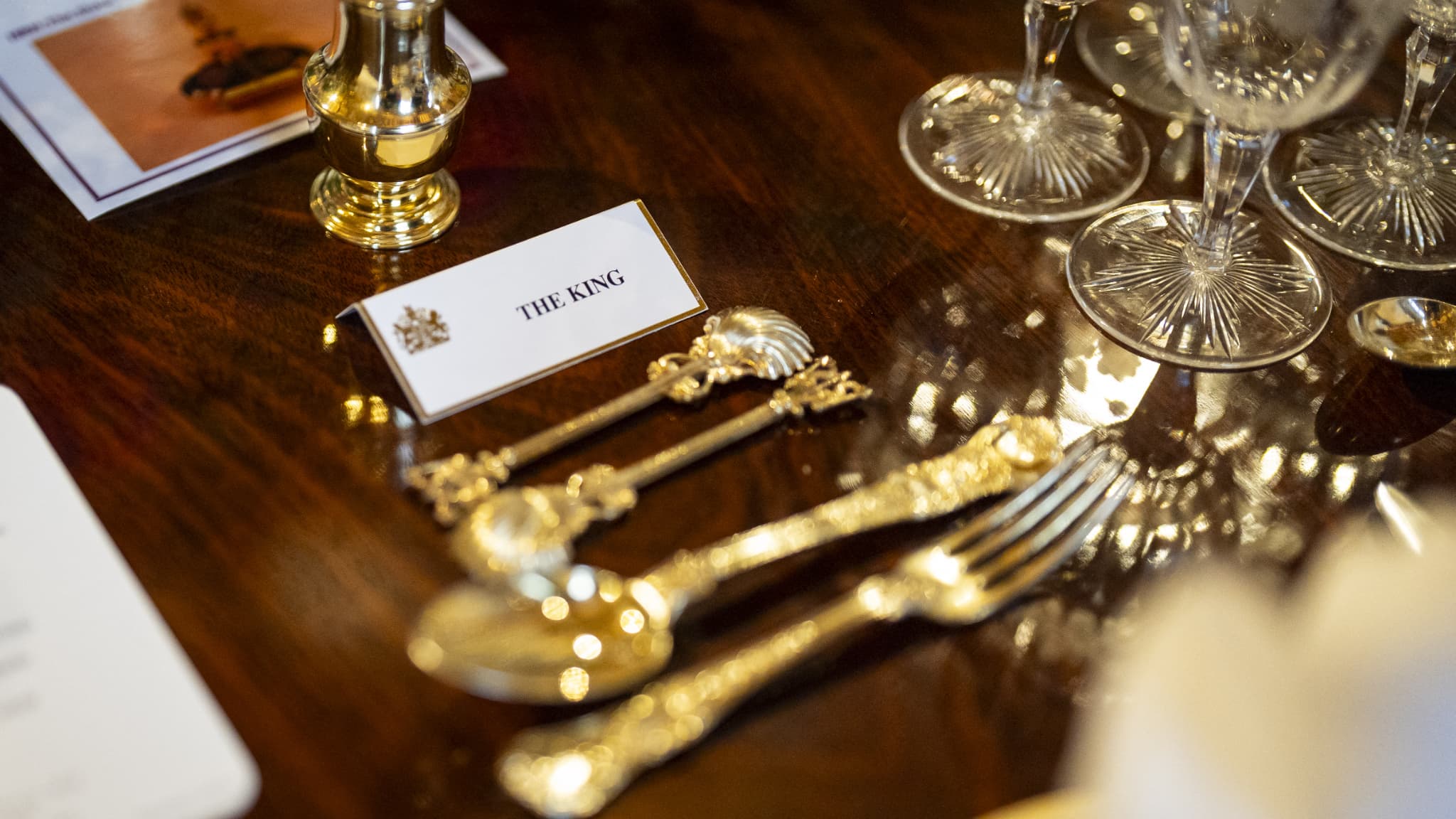 Les couverts du dîner d'Etat en l'honneur de Donald Trump, le 17 septembre 2025.