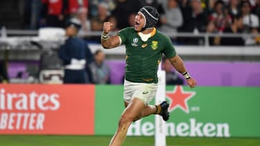 L'ailier sud-africain Cheslin Kolbe, auteur d'un essai pour les Springboks contre l'Angleterre en finale du Mondial de rugby, le 2 novembre 2019 à Yokohama