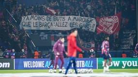 La banderole déployée par les supporters brestois dans le parcage visiteurs, le 19 février 2025
