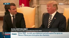 Sourire crispé, moment gênant mais embrassades et poignées de mains: ce qu'il faut retenir de la rencontre Trump-Macron