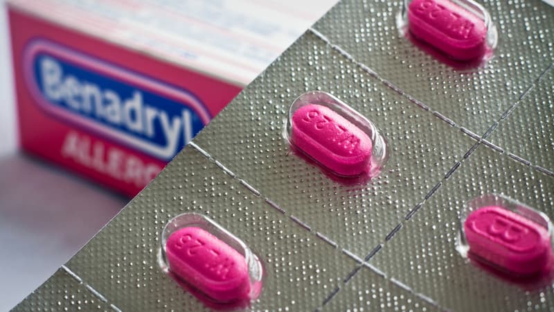 Boîte de Benadryl, médicament vendu entre autres aux Etats-Unis pour lutter contre les allergies.