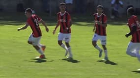 Lausanne-Sport-Nice : la joie du buteur Sofiane Diop le 14 juillet 2023
