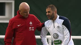 Guy Stéphan et Karim Benzema, à Clairefontaine le 7 octobre 2014