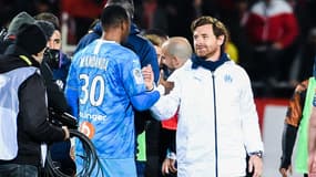 Steve Mandanda et André Villas-Boas, à Nîmes le 30 septembre 2020