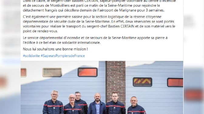 Le sergent-chef Bastien Certain pris en photo avant son départ ce mardi 18 juillet à Montivilliers en Seine-Maritime.
