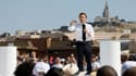 Le président-candidat Emmanuel Macron en campagne à Marseille (sud de la France), le 16 avril 2022