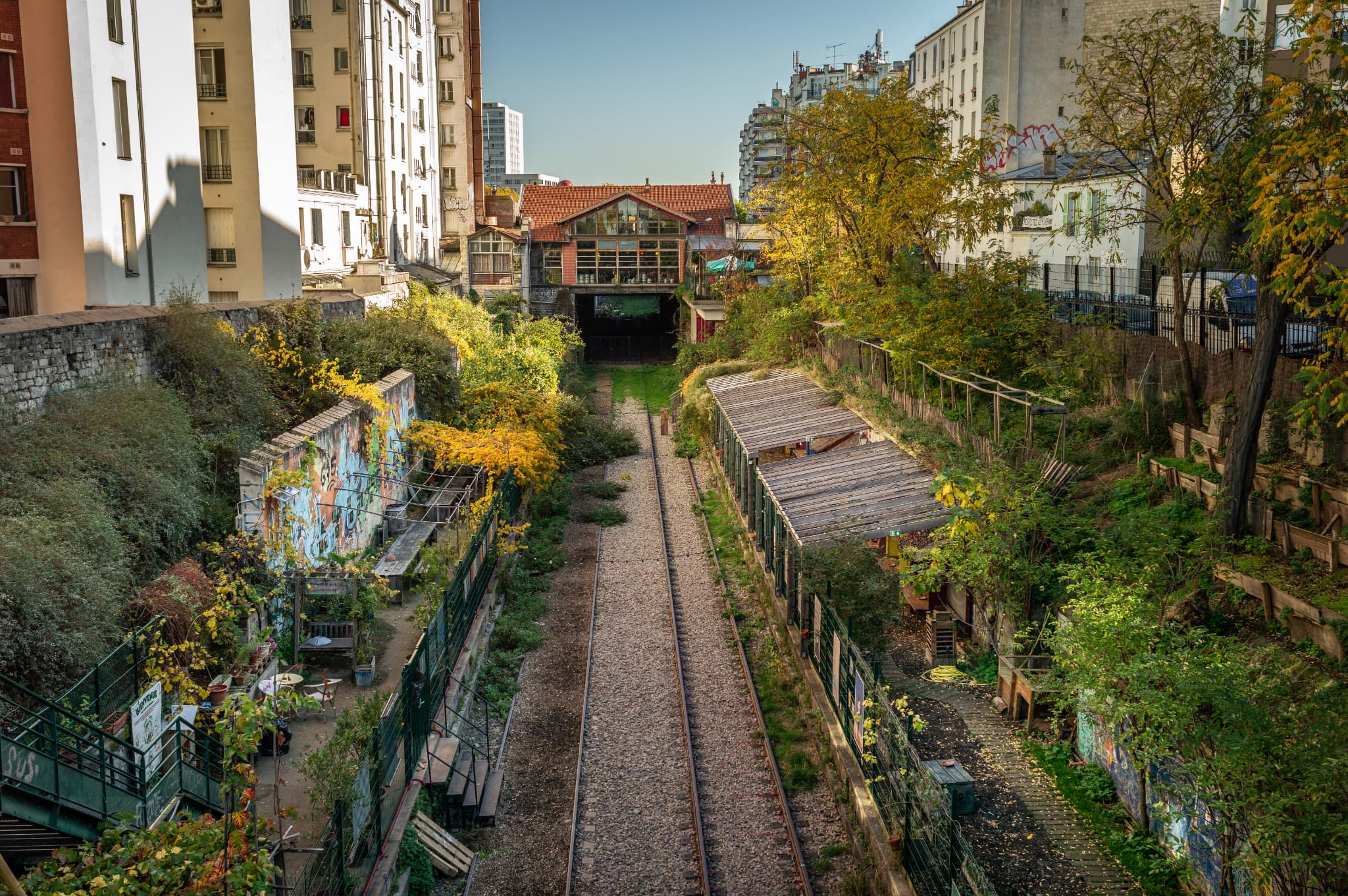 Un tronçon de la petite ceinture ferroviaire dans le 18e arrondissement de Paris en novembre 2020.