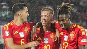 La joie des Espagnol Merino, Olmo et Williams face à la Géorgie