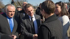 Nicolas Sarkozy a rencontré des élus à Fessenheim, dans le Haut-Rhin, le 12 mars.